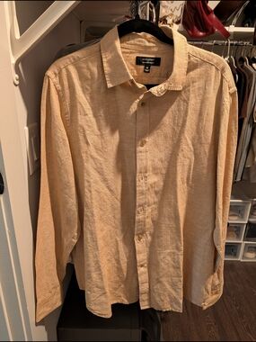 Slim Linen-Blend Shirt — Tan/light Brown